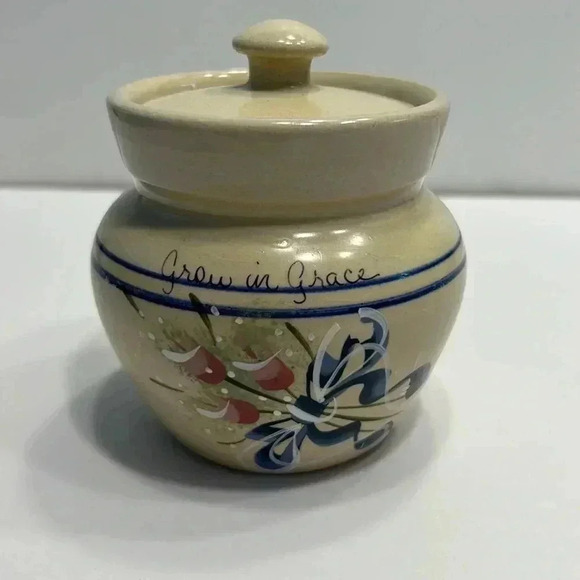 Yesteryears Marshal Texas pottery sugar bowl with lid glow in grace hand painted - Picture 1 of 6